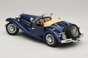 Mercedes 500K Roadster Zils Bburago 1:20 3070 Metāls — attēls 5 no 8