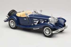 Mercedes 500K Roadster Zils Bburago 1:20 3070 Metāls — attēls 6 no 8