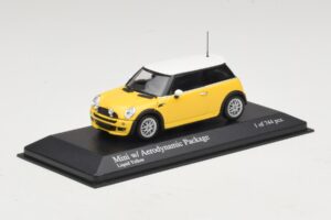 Mini Cooper One R50 ar Aero Paku Dzeltens Minichamps 1:43 431138274 Metāls — attēls 2 no 4