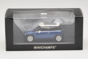 Mini Cooper S R53 Tumši Zils Ar Panorāmas Jumtu Minichamps 1:43 MINI021 Metāls — attēls 4 no 4