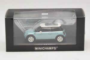 Mini Cooper S R53 Gaiši Zils Metālisks Ar Panorāmas Jumtu Minichamps 1:43 MINI018 Metāls — attēls 4 no 4