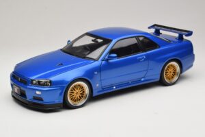 Nissan Skyline GT-R R34 V-Spec II Zils Metālisks BBS Diski KK-Scale 1:12 KKDC120211-2 Metāls