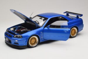 Nissan Skyline GT-R R34 V-Spec II Zils Metālisks BBS Diski KK-Scale 1:12 KKDC120211-2 Metāls — attēls 2 no 8