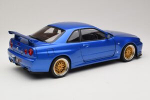 Nissan Skyline GT-R R34 V-Spec II Zils Metālisks BBS Diski KK-Scale 1:12 KKDC120211-2 Metāls — attēls 3 no 8