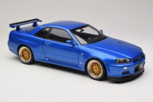 Nissan Skyline GT-R R34 V-Spec II Zils Metālisks BBS Diski KK-Scale 1:12 KKDC120211-2 Metāls — attēls 6 no 8
