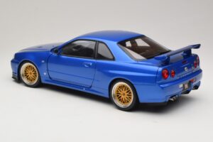 Nissan Skyline GT-R R34 V-Spec II Zils Metālisks BBS Diski KK-Scale 1:12 KKDC120211-2 Metāls — attēls 7 no 8