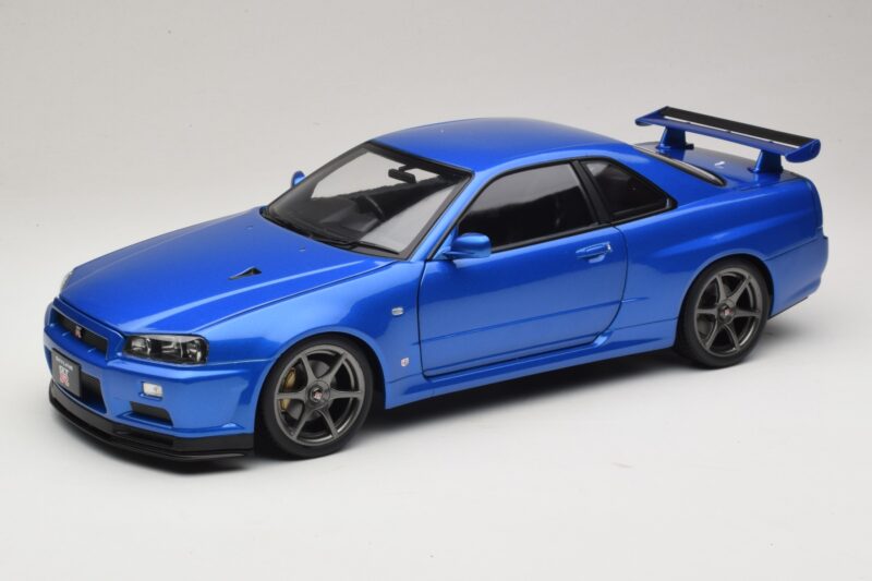 Nissan Skyline GT-R R34 V-Spec II Zils Metālisks OEM Diski KK-Scale 1:12 KKDC120211-1 Metāls