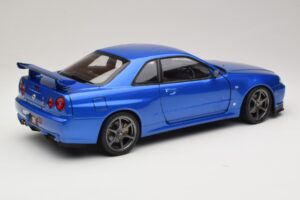 Nissan Skyline GT-R R34 V-Spec II Zils Metālisks OEM Diski KK-Scale 1:12 KKDC120211-1 Metāls — attēls 3 no 8