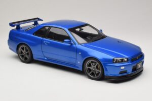 Nissan Skyline GT-R R34 V-Spec II Zils Metālisks OEM Diski KK-Scale 1:12 KKDC120211-1 Metāls — attēls 6 no 8