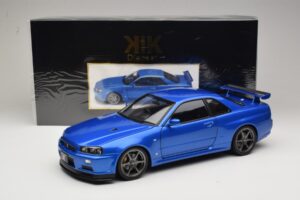 Nissan Skyline GT-R R34 V-Spec II Zils Metālisks OEM Diski KK-Scale 1:12 KKDC120211-1 Metāls — attēls 8 no 8