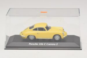 Porsche 356C Carrera 2 Dzeltens Maxichamps 1:43 940062361 Metāls — attēls 4 no 5