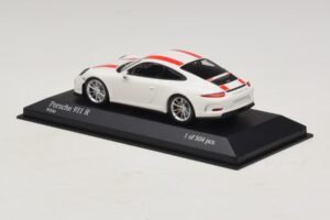 Porsche 911 991.1 R Balts Ar Sarkanām Svītrām Minichamps 1:43 410066220 Metāls — attēls 4 no 6
