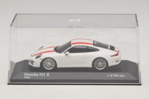 Porsche 911 991.1 R Balts Ar Sarkanām Svītrām Minichamps 1:43 410066220 Metāls — attēls 5 no 6