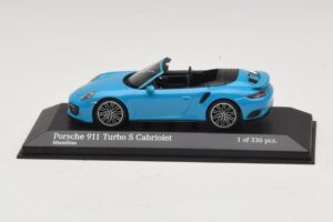 Porsche 911 991.1 Turbo S Kabriolets Zils Minichamps 1:43 410067182 Metāls