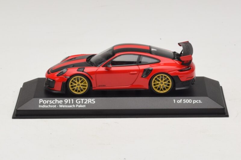 Porsche 911 991.2 GT2 RS Weissach Package Sarkans Minichamps 1:43 410067221 Metāls