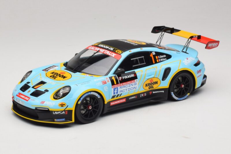 Porsche 911 992 Rally GT #1 C. Cherain / D. Withers Rallye de Wallonie 2025 IXO 1:18 18RMC254 Metāls